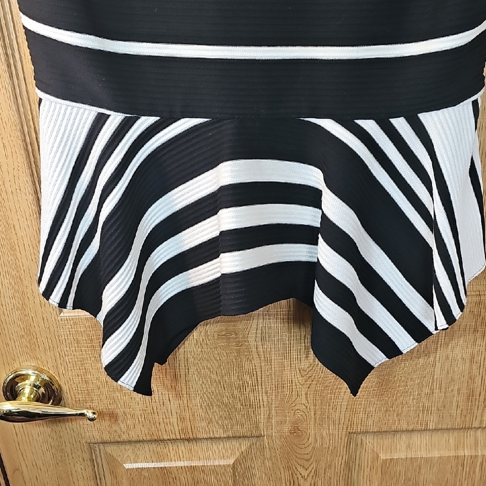 Badgley Mischka Black and White Striped Blouse - Picture 6 of 11